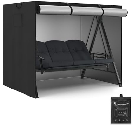 M MCombo Hollywoodschaukel Abdeckung 3-4 Sitzer, Abdeckplane Wasserdicht & UV-Beständig für Gartenschaukel 4093 4095 4088 8018, Hollywoodschaukel Schutzhülle 155x210x160 cm 4002 (Oxford, Schwarz)