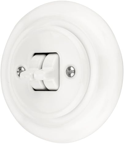 Unterputz Porzellan Retro Toggle Doppelschalter, All-in-One, Serie PR1 weiß