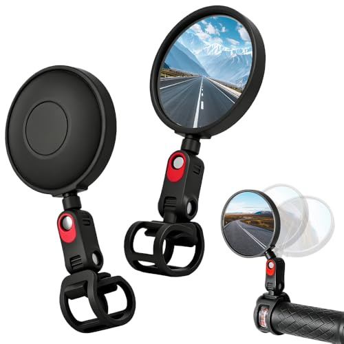 XPJBKC Rückspiegel für Segway Ninebot ZT3 G2 G3 E3 F3, 2er-Set 360° drehbar klappbar E Scooter Zubehör, Acryl-Linse vibrationsstabil E Scooter Spiegel für E-Scooter Lenker, Einfache Montage, Schwarz