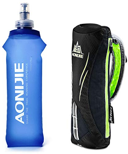 Geila Grip Trinkflasche, Trinkrucksack mit 500 ml BPA, Sport-Trinkflasche, Schwarz + 500 ml weiche Flasche