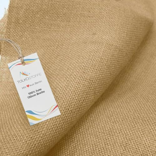 TOLKO 15m Ballen Jute Stoffe zum Nähen | Mittel grob, Rustikal Robust | natur Sack-Leinen Stoff Dekorieren im Haus | Pflanzenschutz/Überwinterung im Garten - 130cm breit 100% Bio und Öko (Natur Braun)