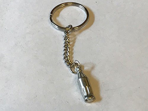 Bouteille de soda pop pétillante TG194 Emblème en étain anglais fin sur un anneau fendu Porte-clés/breloque de sac Détails très fins Livré dans un sac cadeau, Argenté., taille unique