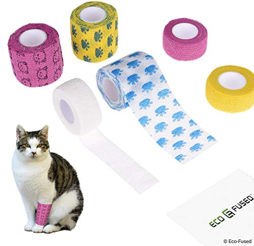 Selbsthaftende Bandage - Sportverletzung Wickel Tape für Katzen - 6er Packung - Unterstützt Muskeln und Gelenke - Einfach anzuwenden und zu reißen - Haftet nicht am Haar - Elastisch, wasserabweisend