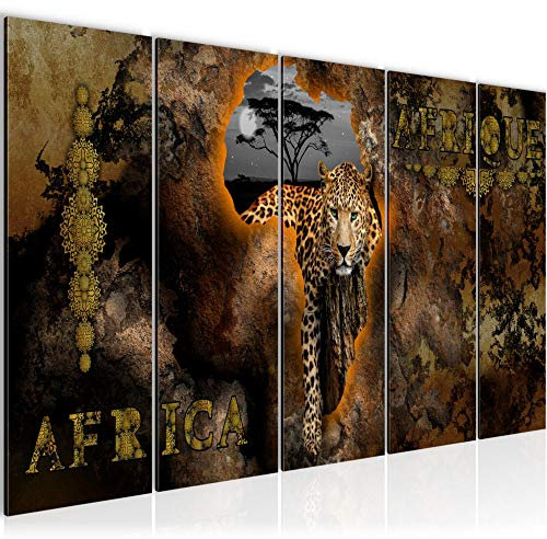 Runa Art Bild Afrika Karte Wandbilder auf Vlies Leinwand 5 Teilig Wanddekoration Wohnzimmer Schlafzimmer 022656a