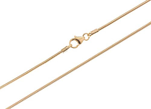 Schlangenkette 333 Gold 65cm Länge I elegante Goldkette 1,4mm Stärke im klassischen Design I kompakte Echtgold Halskette mit Karabiner Verschluss