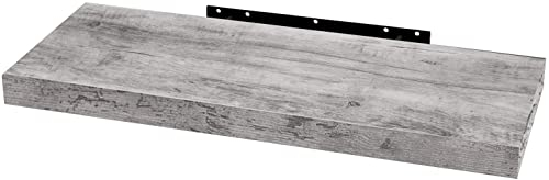 WOLTU Wandboard Wandregal CD DVD Regal Bücherregal Schweberegal Holz Board 110x22.9x3.8cm grau Eiche für Büro, Wohnzimmer, Schlafzimmer, Küche RG9316grei