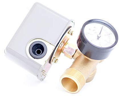 Hauswasserwerk Druckschalter, 5-Wege-Verteiler, Manometer, Set (5-wege + Mano + Druckschalter)