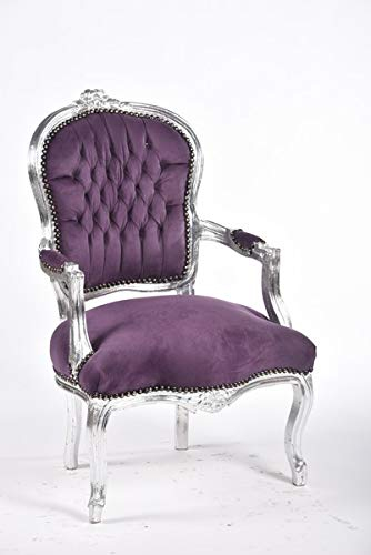 Poltrona Barocco Luis Foglia Argento Velluto Viola Luxury