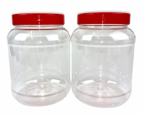 Truenova Kunststoff-Vorratsdosen, rund, 2 l, mit rotem Deckel, 2 Stück