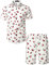 JOGAL Chemise hawaïenne, décontractée, à manches courtes, pour homme, motif floral, Blanc/rouge, L