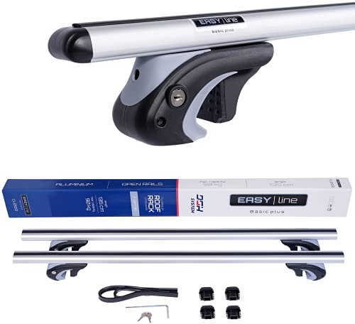DGH SYSTEM Kompletter Aluminium-Dachträger Easy Line Basic Plus 135 cm kompatibel mit Jeep Renegade ab 2015 mit offener Dachreling, abschließbar, Nutzlast 90 kg