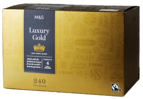 M&S Luxury Gold Tea - 240 Count (Pack of 1) - Thé Noir Sucré et Lisse - Boîte de 240 Sachets de Thé - Tea