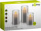 goobay 57865 3er-Set LED Echtwachskerzen im Glas (grau) mit Timerfunktion, warmweißer Kerzenschein, bewegliche Flamme, 10, 12,5 & 15cm hohe Kerzen Transparent, Klar