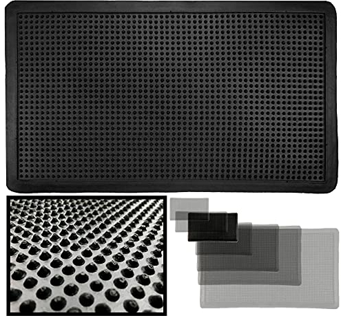 LucaHome - Felpudo Entrada Casa 35x60cm - Goma con Picos Antideslizante - Exterior para Lluvia - Alfombra de Fácil Limpieza - Negro