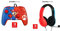PDP Kabelgebundenes Headset LVL40 für Nintendo Switch + PDP Nintendo Switch Faceoff Deluxe + Audio Kabelgebundener Controller Mario