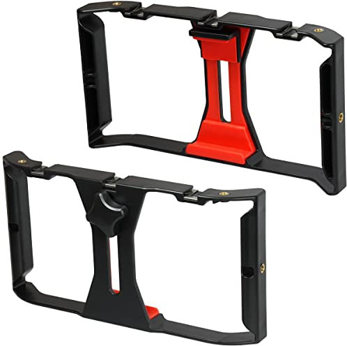 iGadgitz U7219 Supporto Cellulare Portatile, Stabilizzatore Smartphone, Video Rig Nero & Rosso