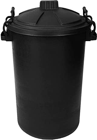 JMS we create smile BLACK 80 Litre 80L Extra Large Plastic Bin Heavy Duty Dustbin Storage Unit with Locking Lid for Home Garden Rubbish Waste Animal Feed (1)