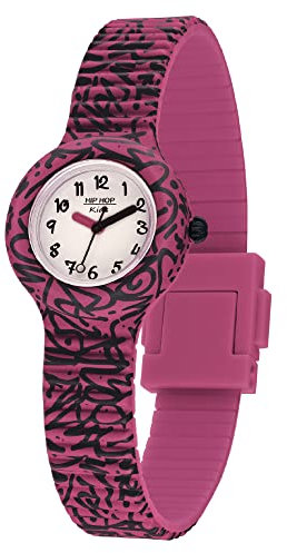HIP HOP, Collezione Kids Fun, Orologio Bambina Fluo Fucsia, con Cinturino in Silicone Intercambiabile, Pratica Chiusura, Cassa 28 mm, Movimento al Quarzo, Resistente all'Acqua, Lunghezza Regolabile
