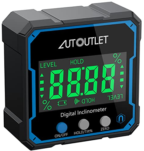 Digitaler Neigungsmesser, Digital Level Box LCD Winkelmesser magnetisch Hintergrundbeleuchtung Inklinometer IP54 Wasserdicht Winkelmessgerät Wasserwaage für Holzarbeiten, Bauwesen(Batterie enthalten)