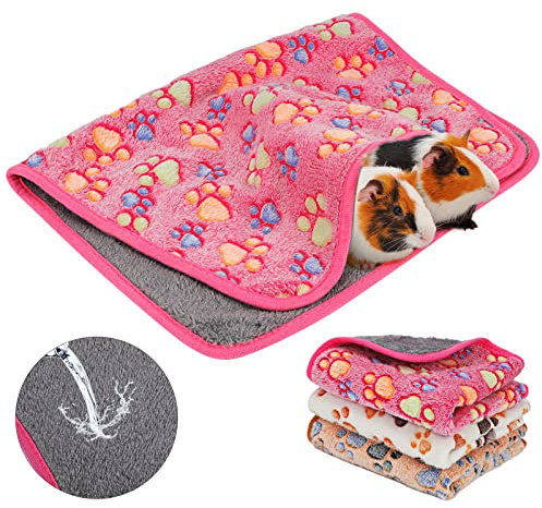 YUEPET Coperte impermeabili per porcellini d'India, lavabili, confezione da 3 fodere in pile per piccoli animali domestici, morbide, per dormire, criceti, porcellini d'India, conigli, cincillà, ricci,