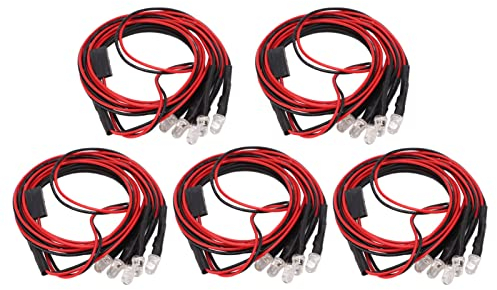 RC-Auto-LED-Leuchten-Kit, Silikon, LED, 7,4 V 5 LED (einzeln) RC-Auto-Lampen-Kit Kompatibel Car Model Parts f¨¹r Traxxas, Wei?es Licht Model ToyKarosserie-Zubehör