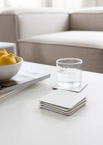 Metallbude Untersetzer KIVA - 4er Set Quadratisch/Weiß - Minimalistischer Glasuntersetzer aus pulverbeschichtetem Metall - 10x10 cm