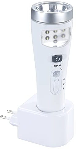 Maximex LED-Sensor-Nachtlicht mit Ladestation, energiesparende Nachtleuchte mit Bewegungs- & Dämmerungssensor, inkl. 3 Leuchtmodi & 17 LEDs, bis 3 Stunden Umgebungsbeleuchtung, kompakt für unterwegs