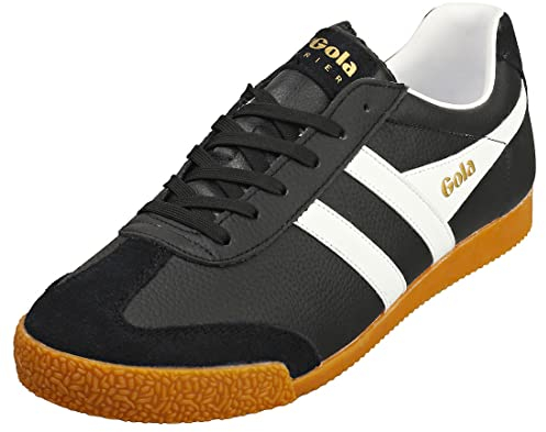 Gola Unisex Harrier Leather Sneaker, Black/White/White, 41 EU