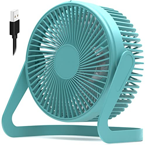 Desk Fan 9” USB Fan 2 Speeds Strong Airflow Quiet Operation Cradle Floor Fan 360° Rotate Personal Table Fan for Home,office, Bedroom (Light Blue,31inch Cord)
