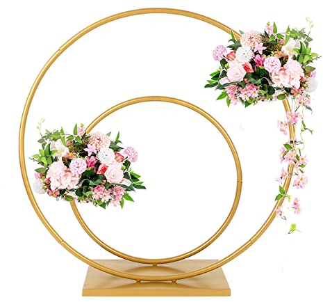 Hochzeitsbogen Doppelter Ring Ballon Kreis Rahmen Metall Runde Ballon Bogen DIY Traubogen Luftballons Garland Kit für Hochzeit Geburtstag Party Weihnachten