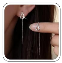 Atentuyi Cz Ohrstecker Silber Einfädler Ohrringe Kette Tropfen Ohrringe Lange Kette Ohrringe Kette Quaste Ohrringe Kette Baumeln Ohrringe Tropfen Cz Ohrringe Schmuck Für Frauen Und Mädchen