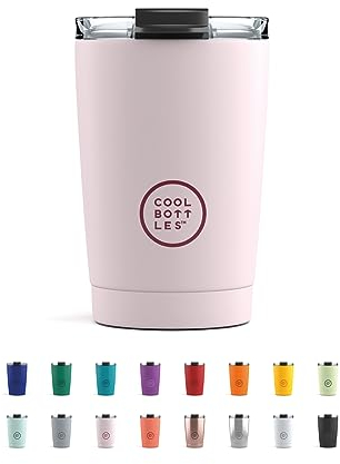 Cool Bottles - Tumbler - Thermobecher aus Edelstahl - 330 ml - Pastel Pink - Thermoskanne für Kaffee - Luftdichter Deckel - Kalte Getränke 10 Stunden und heiße Getränke 5 Stunden - Fleckabweisend