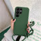 UEEBAI Crossbody Lanyard Phone case for Samsung Galaxy S22 Ultra 5G, Silicone Phone Cover Necklace Cord Strap Soft Shockproof Protective Case - Deep Green