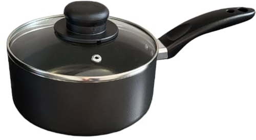 BlessTrade 16 18 20 22 cm Saucepan with Glass Lids Non Stick for Egg Spaghetti Soups Modern Stylish Design (16 cm)