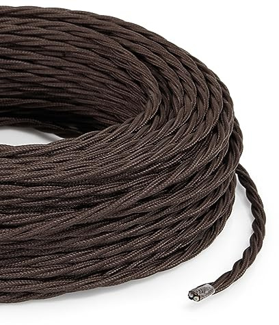 DRESS-Cavo Elettrico Trecciato Rivestito In Tessuto 3x2,50 12mt. Marrone