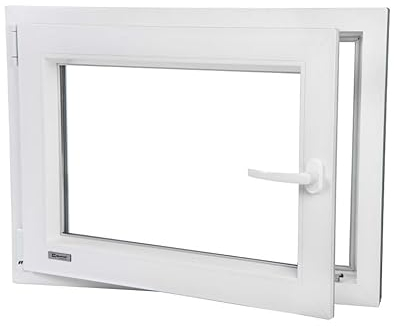 Premium Fenster auf VEKA Profile - Kunststofffenster Anthrazit BxH 900x650 mm - Garagenfenster/Gartenhausfenster/Kellerfenster 90x65 cm 2-fach Verglast - Din Links - Funktion Dreh Kipp
