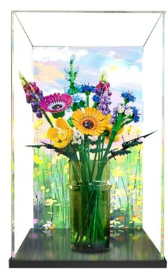 Espositore in acrilico per bouquet di fiori selvatici con icone Lego 10313 - Vetrina, protegge e decora il modello con contenitore antipolvere, regali (sfondo B)