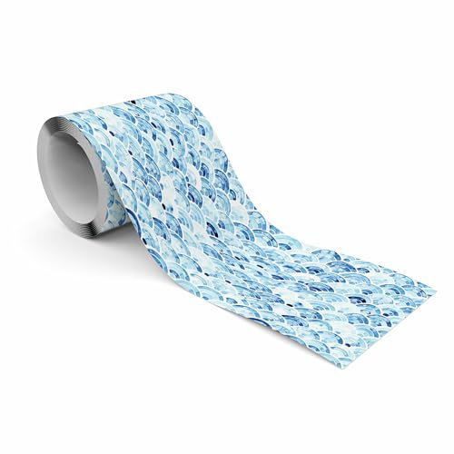 Muralo - Selbstklebende Bordüre - Tapetenbordüre Wandbördure - Dekorative Wandtatto für Wände, Möbel, Decken, Tapeten, Wandverkleidungen, Türen - Aquarellwellen - Br.10cm x Hö.300cm
