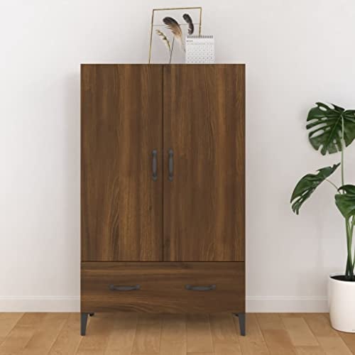 AUVYI Highboard Braun Eichen-Optik 70x31x115 cm Holzwerkstoff Küchenschrank Aktenschrank Bücherregal TV Board Badezimmerschrank Wäscheschrank Lowboard Wohnzimmer Schuhregal Schmal
