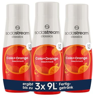 SodaStream Sirup 3x Cola + Orange, 1x Flasche ergibt 9 Liter Fertiggetränk, Sekundenschnell zubereitet und immer frisch, 3x 440 ml