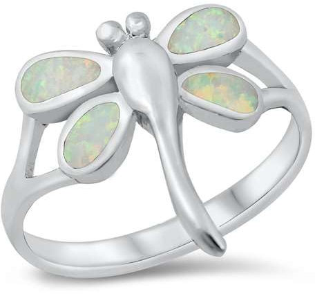 Sterling Silber Weiß Opal Dragonfly Ring LTDONRO150856-WO100
