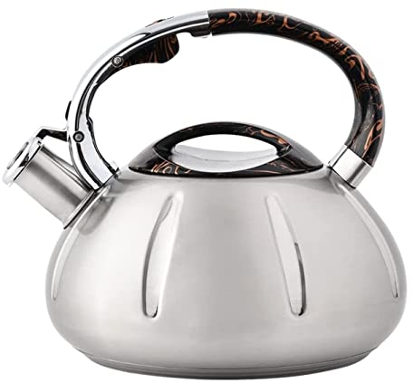 Tetera Tetera Estufa 3L Acero Inoxidable Silbador Tetera Tetera Hacer Té Hervir Agua Soplado Café Para Cocina De Inducción Estufa De Gas Hervidor Caldera De Agua Tetera De Viaje (21 * 21,5 Cm)