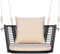 SFAREST Porch Swing Chair, Outdoor Single Person Rattan Hanging Hammock with Seat & Back Cushion, Metal Frame Wicker Rope Swing Lounge Seat for Patio Backyard Balcony Living Room