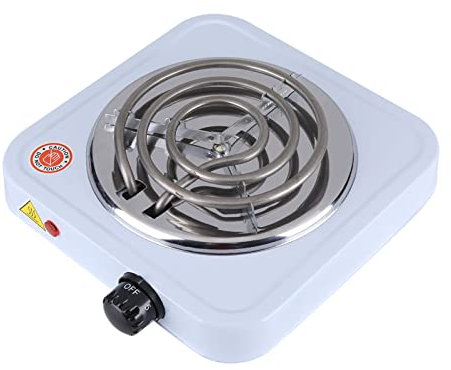 Fornello Elettrico 1000 W con Piastra in Acciaio Inossidabile Resistente Fornello da Tavolo per Ufficio, Dormitorio, Piccolo Appartamento, Cottura all'Aperto