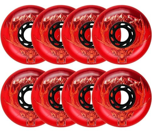 NBTRXWAFR Indoor/Outdoor Rollschuh Rollen Inline Skate Rollen 72 Mm / 76 Mm / 80 Mm Inline Skate Ersatzrollen Blume Flachrollen Fünf Farben,Rot,80mm