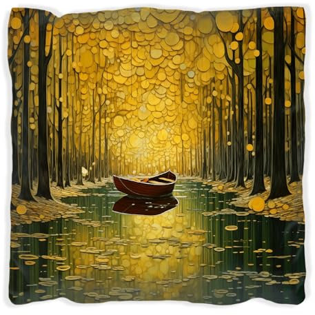 Wallario Dekokissen 60 x 60 cm, Boot im goldenen Licht, beidseitig Bedruckt, Kuschelkissen mit weicher Plüsch-Oberfläche