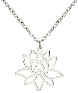 kkjoy Offene Lotus Halskette Edelstahl Lotusblume Yoga Symbol Anhänger Halskette Inspirierend Schmuck für Frauen Mädchen