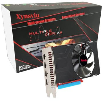 Xynsviu Radeon RX560 Carte graphique 4G avec 4 cartes graphiques HDMI 4 moniteurs, GPU GDDR5 128 bits DirectX 12 PCI Express X16 3.0, 4 ports (AMD RX560 4G 4HDMI)