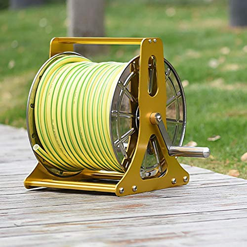 ZJFJMBD Schlauchwagen Aus Metall, Tragbarer Schlauchtrommel Für Die Organisation Von Gartenschläuchen Im Freien – 60 M Schlauchaufroller Ohne Schlauch