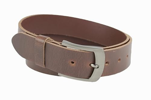 Ab-BELT & BAG 4cm Breit Ledergürtel Braun Vollleder Jeansgürtel Damen Herren Rindleder Handgemacht echtes Leder MADE IN GERMANY (125cm (Gesamtlänge 140cm))
